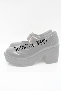 画像2: YOSUKE / 厚底ベルトパンプス  黒 S-25-04-06-004-PU-SH-HR-ZS