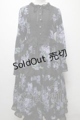axes femme / クラシックローズロングワンピース  黒 S-25-04-06-049-AX-OP-HR-ZS