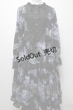 画像1: axes femme / クラシックローズロングワンピース  黒 S-25-04-06-049-AX-OP-HR-ZS