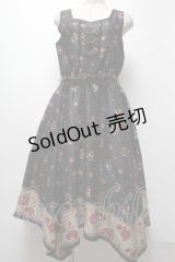 axes femme / Mulhouse Collection フラワーパネル柄イレヘムワンピース  黒 S-25-04-06-050-AX-OP-HR-ZS