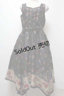 画像1: axes femme / Mulhouse Collection フラワーパネル柄イレヘムワンピース  黒 S-25-04-06-050-AX-OP-HR-ZS