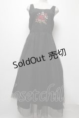 axes femme / ブーケ刺繍チュールジャンスカ  黒 S-25-04-06-051-AX-OP-HR-ZS