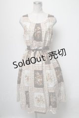 axes femme / 額縁柄ワンピース  オフｘブラウン S-25-04-06-061-AX-OP-HR-ZS
