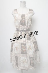 axes femme / 額縁柄ワンピース  オフｘブラウン S-25-04-06-061-AX-OP-HR-ZS