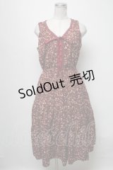 axes femme / ヴィンテージ花柄ワンピース  ワイン S-25-04-06-067-AX-OP-HR-ZS