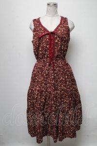 axes femme / ヴィンテージ花柄ワンピース  ワイン S-25-04-06-067-AX-OP-HR-ZS