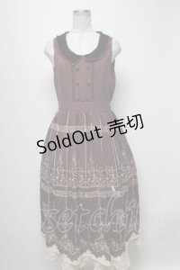 axes femme / 鳥かごパネル柄ワンピース  ワイン S-25-04-06-068-AX-OP-HR-ZS