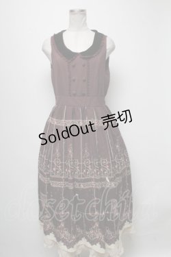 画像1: axes femme / 鳥かごパネル柄ワンピース  ワイン S-25-04-06-068-AX-OP-HR-ZS