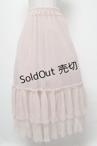 axes femme / レース切替ティアードスカート  ピンク S-25-04-06-081-AX-SK-HR-ZS