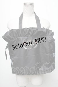 axes femme POETIQUE / 刺繍サテントートバッグ  黒 S-25-04-06-013-AX-BG-HR-ZS