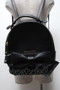 画像1: Maison de FLEUR / ソリッドリボンリュック  黒 S-25-04-07-003-LO-BG-HR-ZS