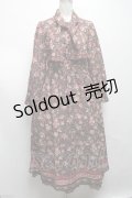 axes femme NOSTALGIE / パネル柄ボウタイ付きワンピース  ブラウン S-25-04-09-060-AX-OP-HR-ZS