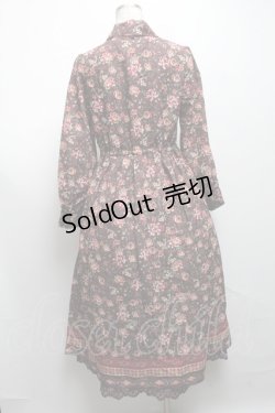 画像2: axes femme NOSTALGIE / パネル柄ボウタイ付きワンピース  ブラウン S-25-04-09-060-AX-OP-HR-ZS