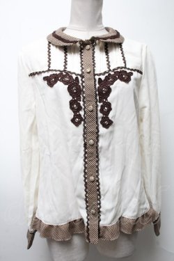 画像1: axes femme / 切替刺繍ブラウス  オフ S-25-04-09-032-AX-BL-HR-ZS