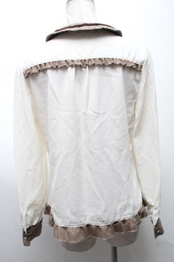 画像2: axes femme / 切替刺繍ブラウス  オフ S-25-04-09-032-AX-BL-HR-ZS
