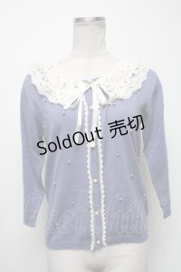 axes femme / 襟レースカーディガン  ラベンダー S-25-04-12-048-AX-TO-AS-ZS