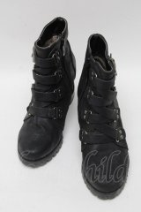 GOTH / 編み上げデザインヒールブーツ  黒 S-25-04-12-006-GO-ZA-HR-ZS