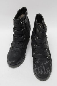 GOTH / 編み上げデザインヒールブーツ  黒 S-25-04-12-006-GO-ZA-HR-ZS