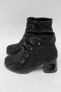 画像2: GOTH / 編み上げデザインヒールブーツ  黒 S-25-04-12-006-GO-ZA-HR-ZS