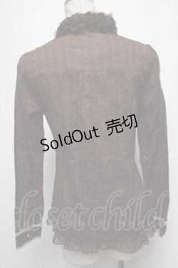 画像2: axes femme POETIQUE / 肩レースデザインロングブラウス  ブラウン S-25-04-12-055-AX-BL-AS-ZS