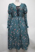 axes femme Nostalgic / ボタニカル柄レースアップワンピース  グリーン S-25-04-12-061-LO-OP-HR-ZS