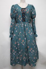 axes femme Nostalgic / ボタニカル柄レースアップワンピース  グリーン S-25-04-12-061-LO-OP-HR-ZS