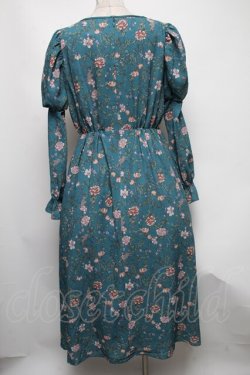 画像2: axes femme Nostalgic / ボタニカル柄レースアップワンピース  グリーン S-25-04-12-061-LO-OP-HR-ZS