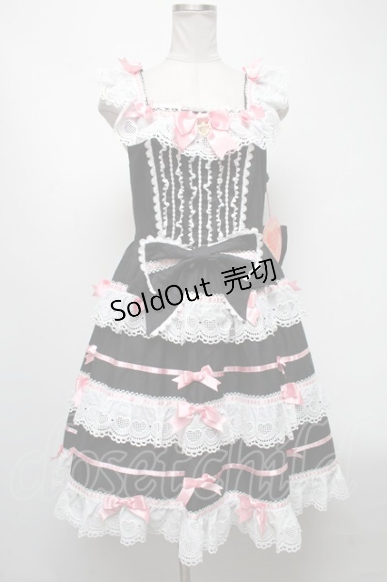 画像1: BABY,THE STARS SHINE BRIGHT / Creamy sweet macaronジャンパースカート  黒ｘピンク S-25-04-12-073-BA-OP-AS-ZS (1)