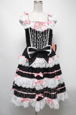 画像1: BABY,THE STARS SHINE BRIGHT / Creamy sweet macaronジャンパースカート  黒ｘピンク S-25-04-12-073-BA-OP-AS-ZS (1)