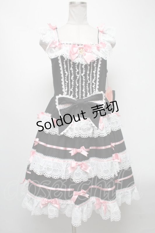 画像1: BABY,THE STARS SHINE BRIGHT / Creamy sweet macaronジャンパースカート  黒ｘピンク S-25-04-12-073-BA-OP-AS-ZS (1)