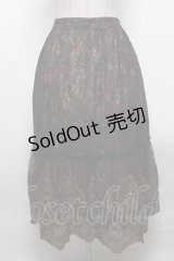 axes femme NOSTALGIE / 花柄ｘ刺繍ギャザースカート  ブラウン S-25-04-12-085-AX-SK-HR-ZS