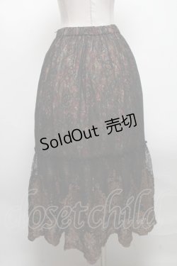 画像2: axes femme NOSTALGIE / 花柄ｘ刺繍ギャザースカート  ブラウン S-25-04-12-085-AX-SK-HR-ZS