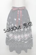 axes femme / パネル花柄フレアスカート  紺 S-25-04-12-088-AX-SK-HR-ZS