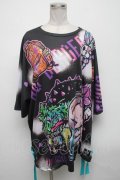 HYPER CORE / サイドリボンプリントカットソー  黒 S-25-04-14-042-PU-TO-HR-ZS