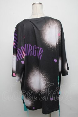 画像2: HYPER CORE / サイドリボンプリントカットソー  黒 S-25-04-14-042-PU-TO-HR-ZS