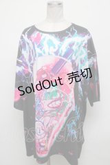 HYPER CORE / Dark cherry with Poison girl FrappuccinoグラフィックジップTシャツ  黒 S-25-04-14-043-PU-TS-HR-ZS