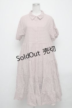 画像1: merry jenny / チェックティアードティアードワンピース  ピンク S-25-04-14-056-LO-OP-AS-ZS