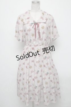 画像1: Fi.n.t / ブーケポット柄タイ付きワンピース  ピンク S-25-04-14-058-CA-OP-AS-ZS