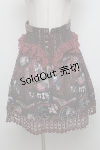 OZZ ANGELO / 絵画プリントコルセット付スカート  ワイン S-25-04-14-080-OO-SK-HR-ZS
