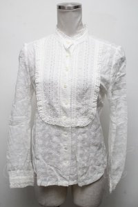 Jane Marple /アイレットレースピンタックブラウス  白 S-25-04-14-028-JM-BL-AS-ZS