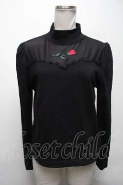 画像1: Jamie エーエヌケー / バラ刺繍トップス  黒 S-25-04-15-051-LO-TO-AS-ZS