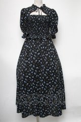 axes femme POETIQUE / 小花柄半袖ワンピース  黒 S-25-04-15-059-AX-OP-HR-ZS