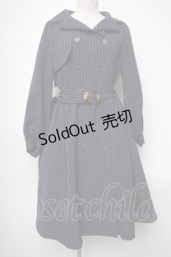 画像1: axes femme POETIQUE / ストライプワンピ風コート  紺 S-25-04-15-060-AX-CO-HR-ZS