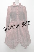 axes femme / レース切り替え金糸チェックシャツワンピース  ブラウン S-25-04-15-064-AX-OP-AS-ZS