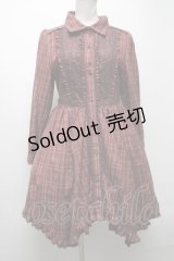 axes femme / レース切り替え金糸チェックシャツワンピース  ブラウン S-25-04-15-064-AX-OP-AS-ZS