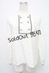 axes femme POETIQUE / ダブルボタンデザインブラウス  キナリ S-25-04-15-022-AX-BL-HR-ZS