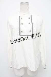 axes femme POETIQUE / ダブルボタンデザインブラウス  キナリ S-25-04-15-022-AX-BL-HR-ZS