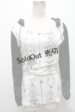 画像1: Sixh / ベロア切替プリントプルオーバー  黒ｘ白 S-25-04-15-038-HN-TO-HR-ZS