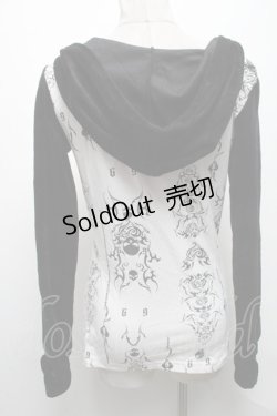 画像2: Sixh / ベロア切替プリントプルオーバー  黒ｘ白 S-25-04-15-038-HN-TO-HR-ZS