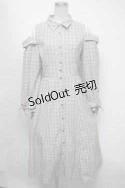 画像1: axes femme / ボリューム袖チェックワンピース  グレー S-25-04-17-068-AX-OP-HR-ZI
